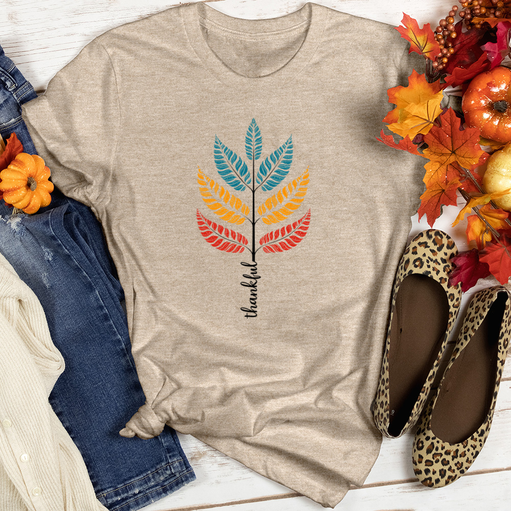 Retro Leafy Festivities Trio Heathered Tee