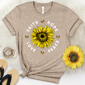 Faith Hope Love Peace Heathered Tee