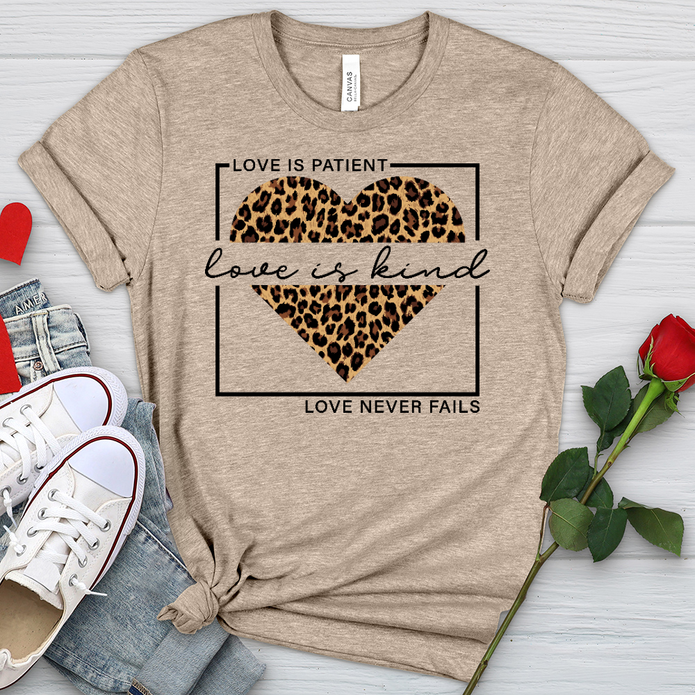 Love Leopard Heart Heathered Tee
