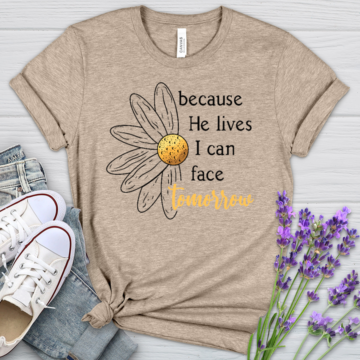 Because He Daisy Heathered Tee