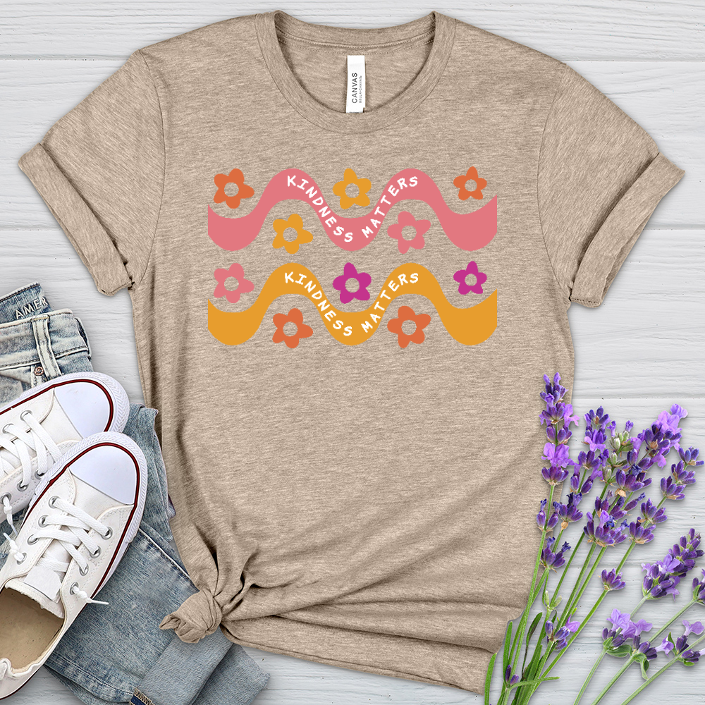 Kindness Matters Daisy Pattern Heathered Tee