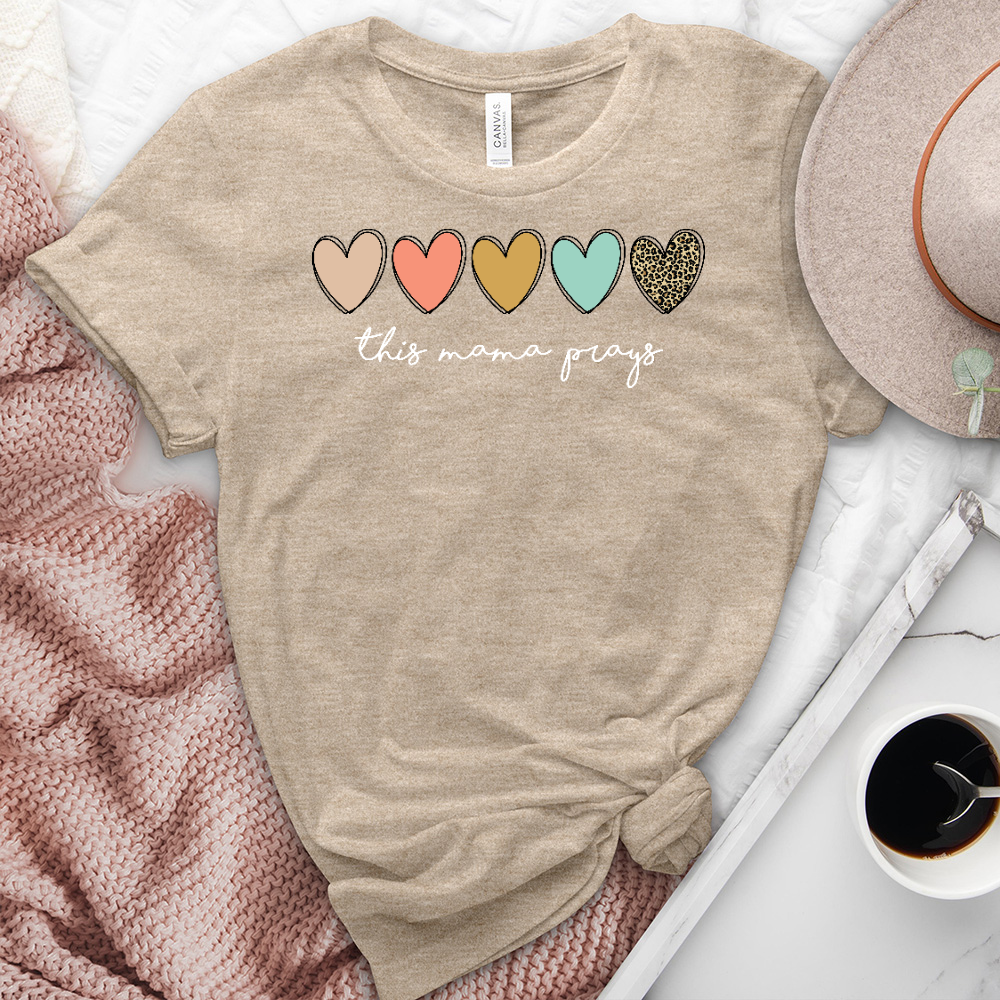 This Mama Prays Hearts Heathered Tee