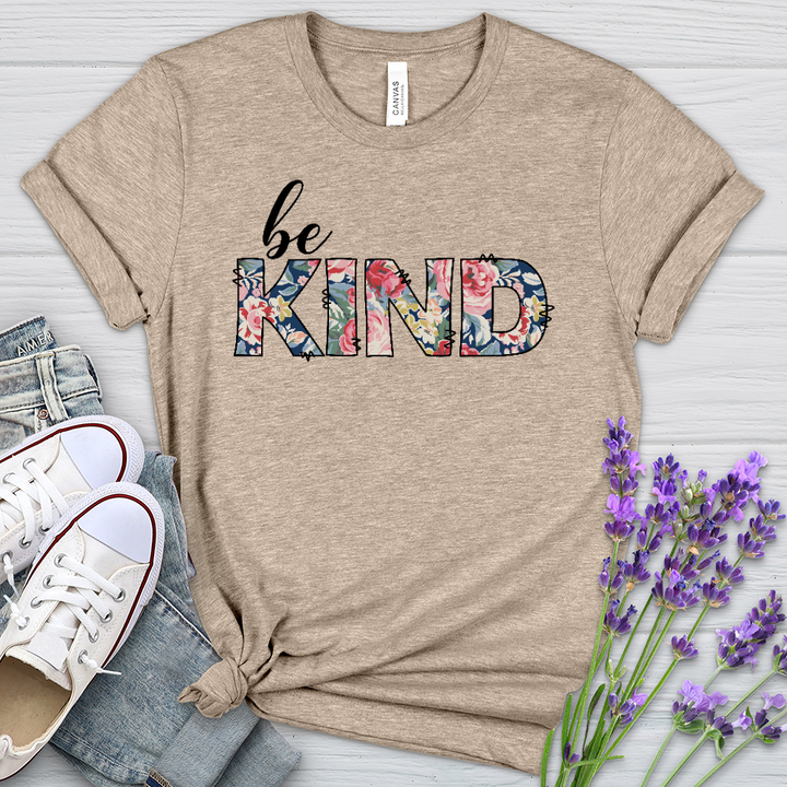 Be Kind Flowers Heathered Tee