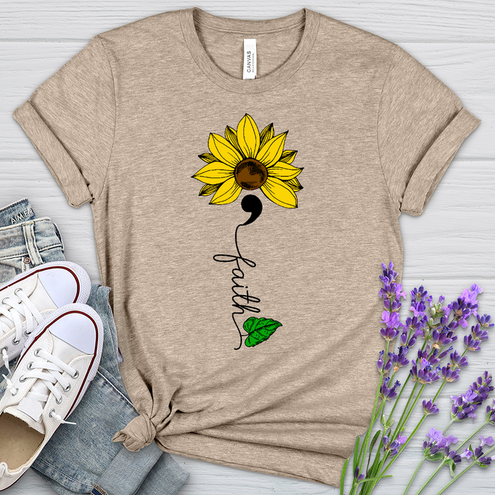 Faith Semicolon Sunflower Heathered Tee