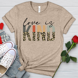 Love Is Kind Leopard Letters Heathered Tee