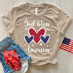 God Bless Hearts Heathered Tee