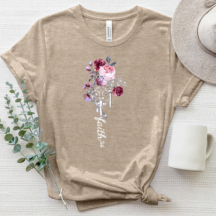 Faith Floral Key Heathered Tee