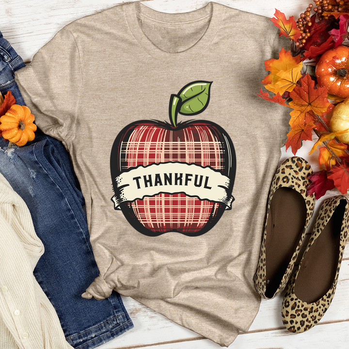 Retro Plaid Apple Cozy Heathered Tee