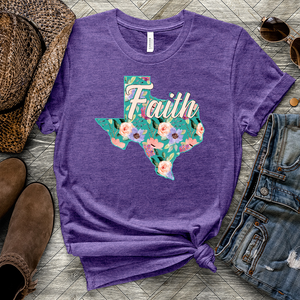 Texas Faith Flower Pattern Heathered Tee