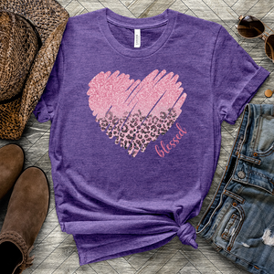 Sparkling Leopard Heart Heathered Tee