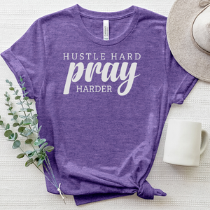 Hustle Hard Pray Harder Heathered Tee