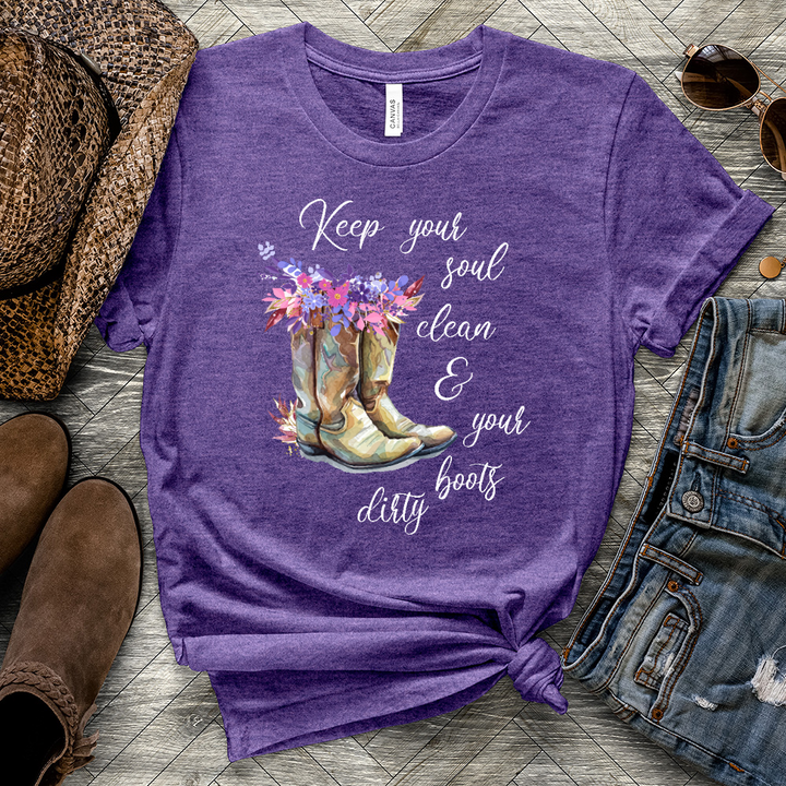 Clean Soul Dirty Boots Heathered Tee