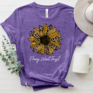 Pray Wait Trust Leopard Flower Heathered Tee