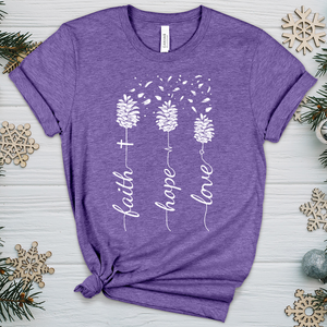 Faith Hope Love Pinecones Heathered Tee