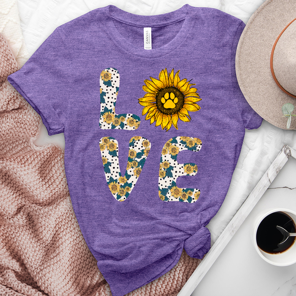 Love Floral Paw Print Heathered Tee