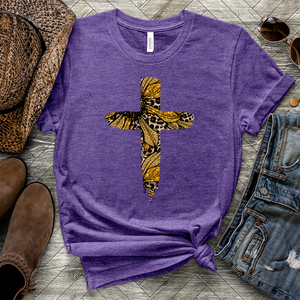 Leopard Cross Golden Heathered Tee