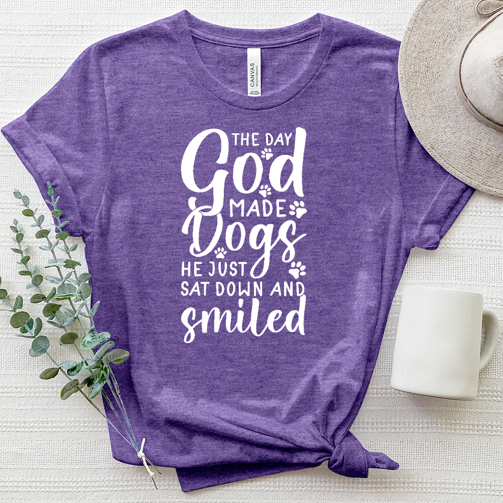 The Day God Made Dogs Paw Print Heathered Tee