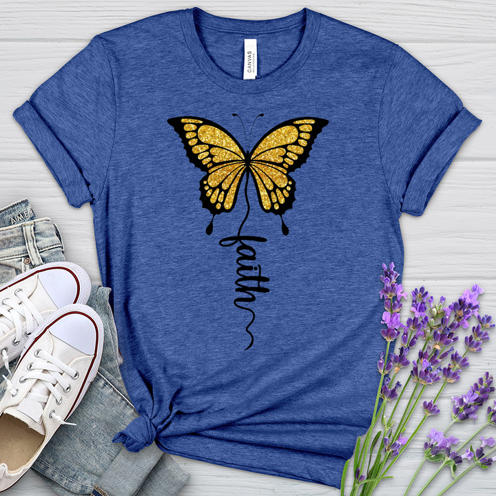 Gold Faith Butterfly Heathered Tee