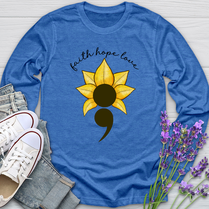 Faith Hope Love Semicolon Long Sleeve Tee