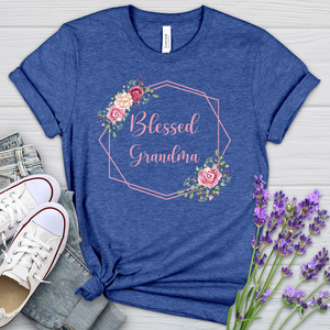 Blessed Grandma Pink Roses Heathered Tee