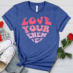 Love Your Enemies Pink Heathered Tee