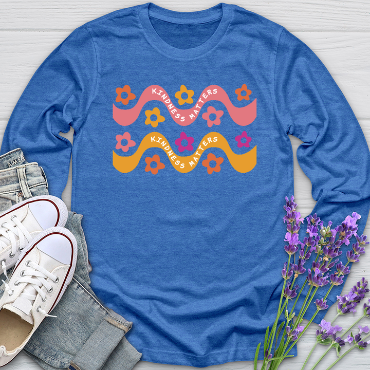 Kindness Matters Daisy Pattern Long Sleeve Tee