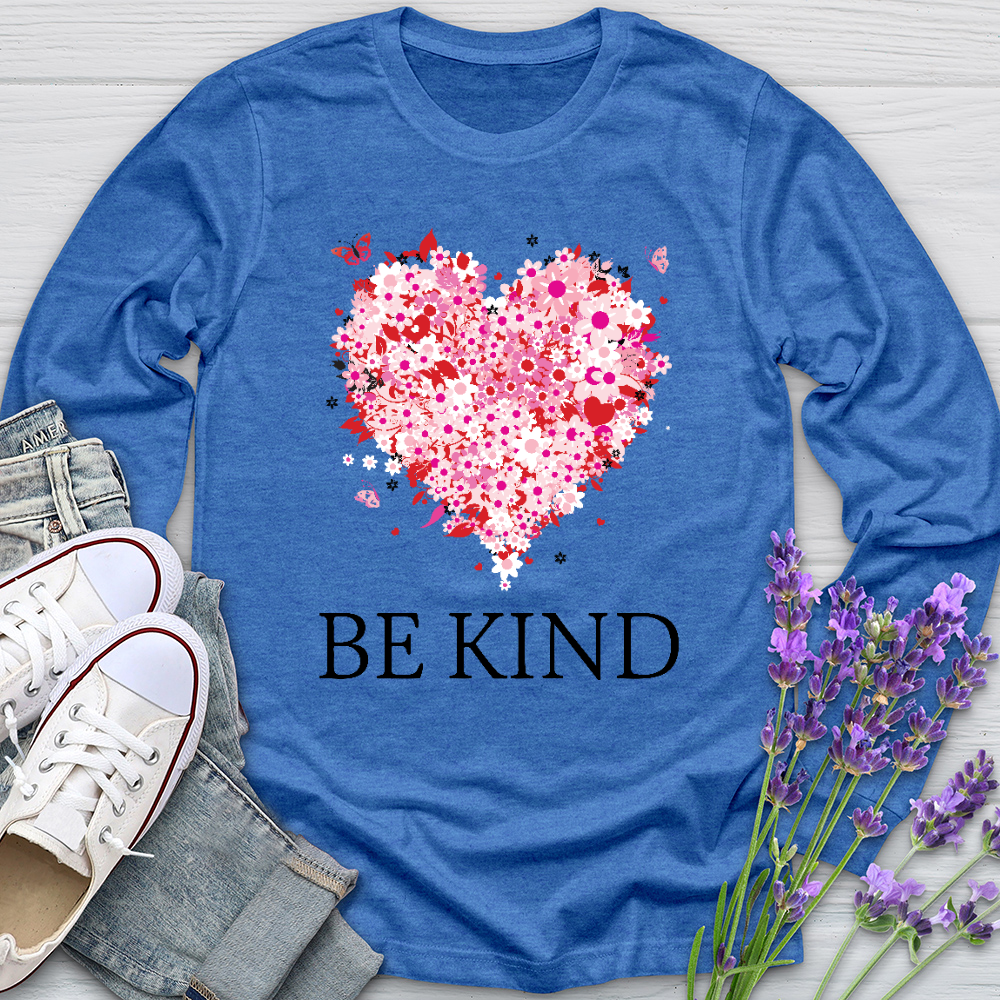 Be Kind Floral Heart Long Sleeve Tee