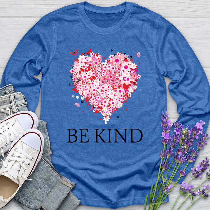 Be Kind Floral Heart Long Sleeve Tee