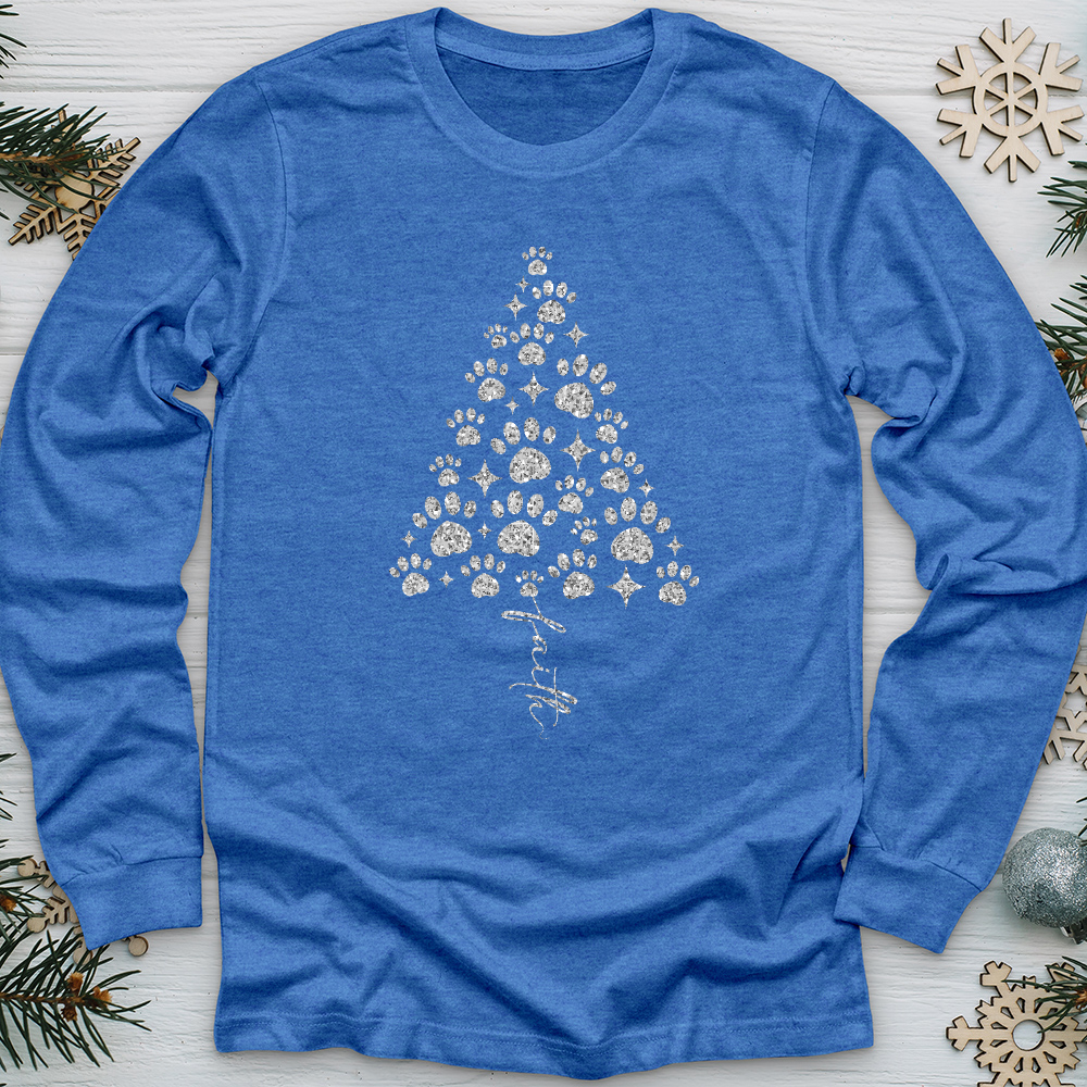 Paw Print Christmas Tree Long Sleeve Tee