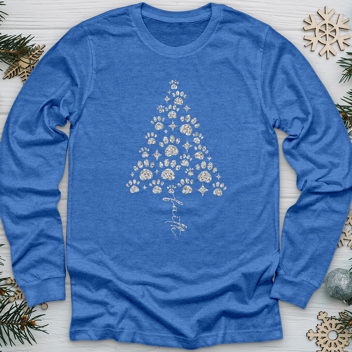 Paw Print Christmas Tree Long Sleeve Tee