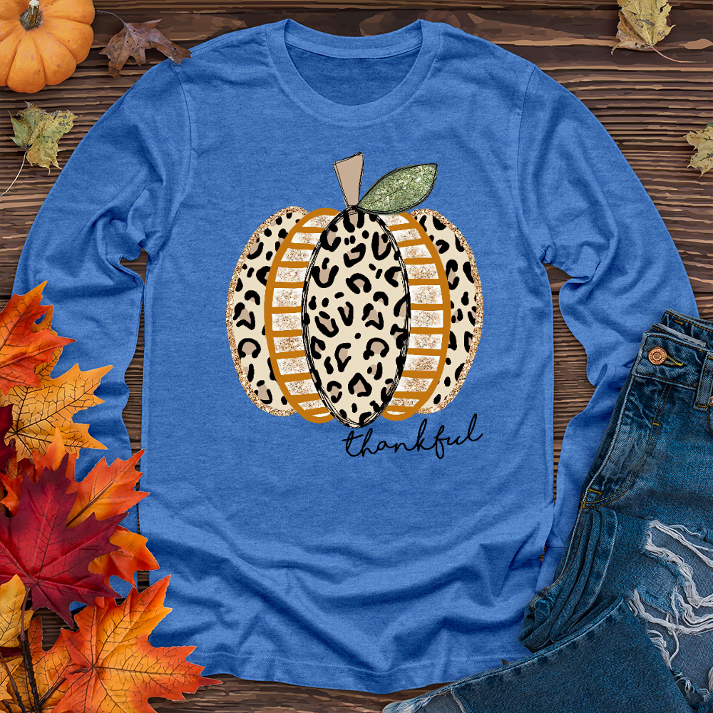 Thankful Leopard Spotted Pumpkin Long Sleeve Tee