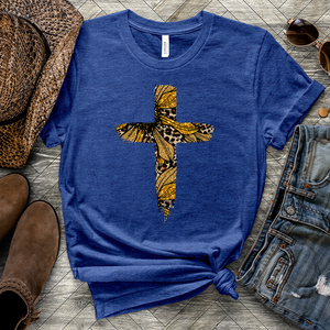 Leopard Cross Golden Heathered Tee