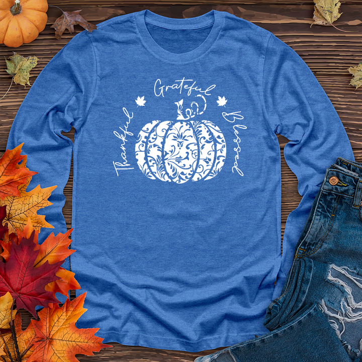 TGB White Floral Pumpkin Long Sleeve Tee