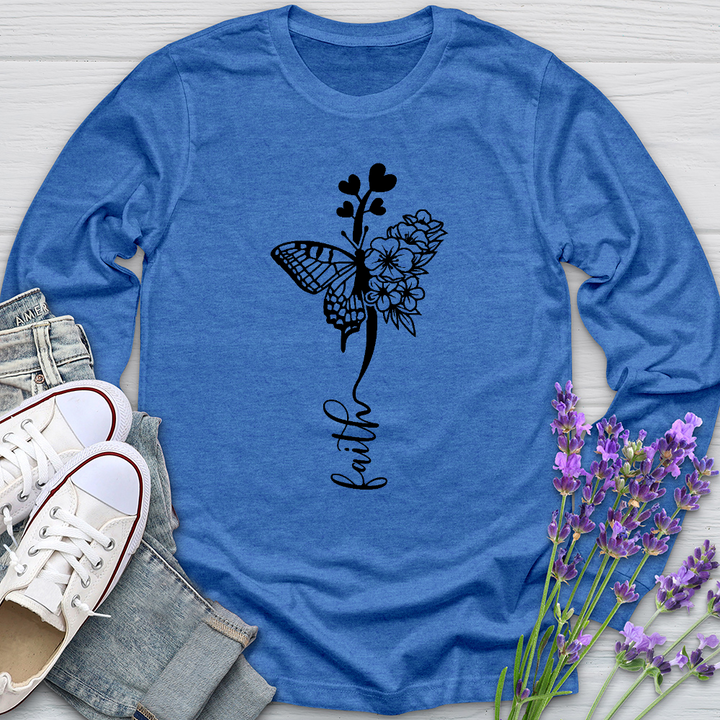 Faith Butterfly Hearts Long Sleeve Tee