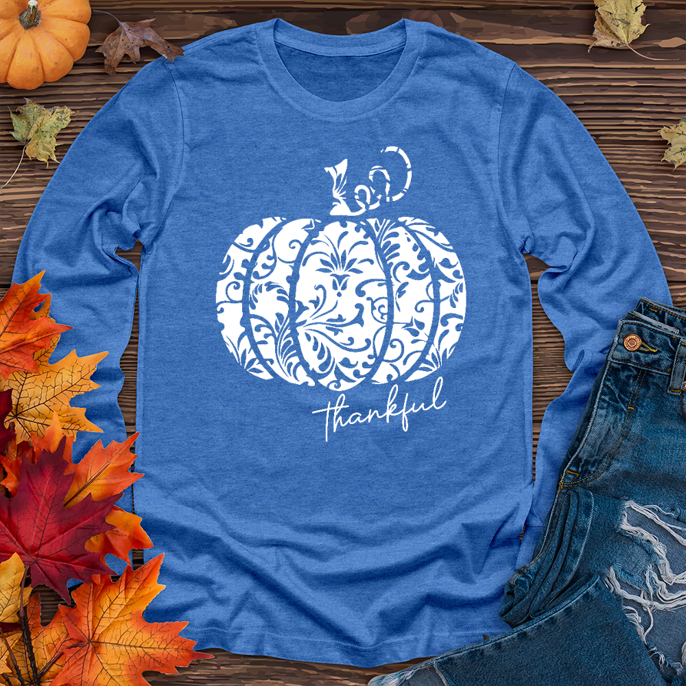 Thankful Floral Pumpkin Long Sleeve Tee
