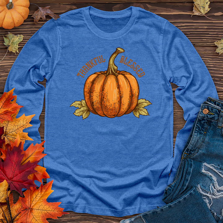 Thankful Blessed Pumpkin Long Sleeve Tee