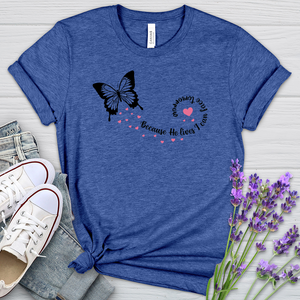 Because He Lives Butterfly Heathered Tee