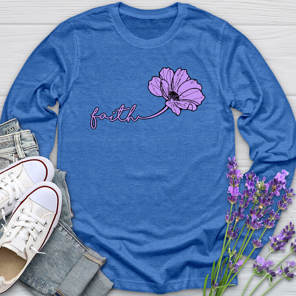 Faith Purple Flower Long Sleeve Tee