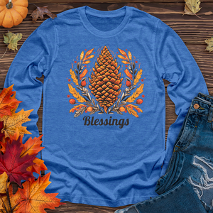 Herringbone Pinecone Blessings Long Sleeve Tee