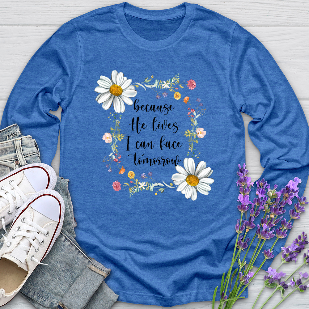 Because He Flower Patch Long Sleeve Tee