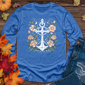 A simple anchor with flower Long Sleeve Tee