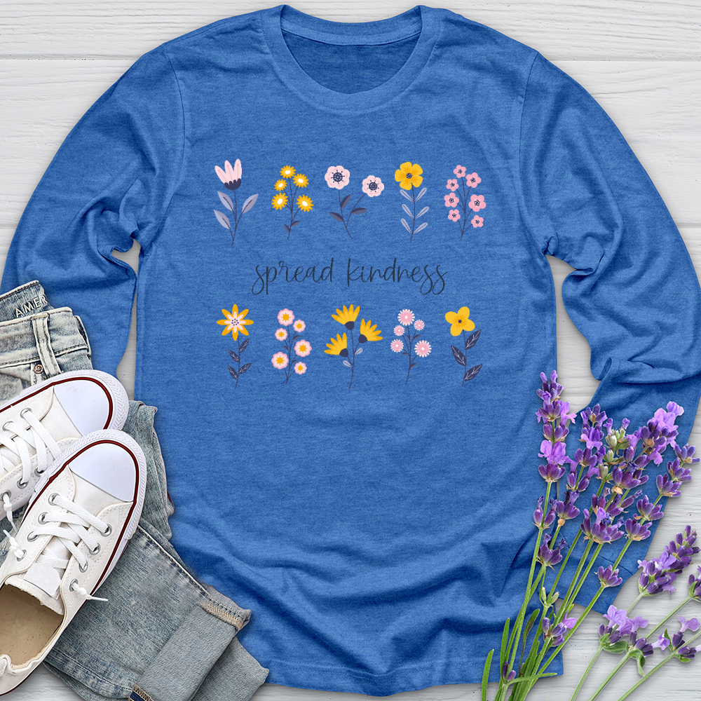 Spread Kindness Flower Pattern Long Sleeve Tee
