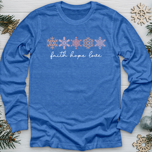 Faith Hope Love Snowflake Assortment Long Sleeve Tee