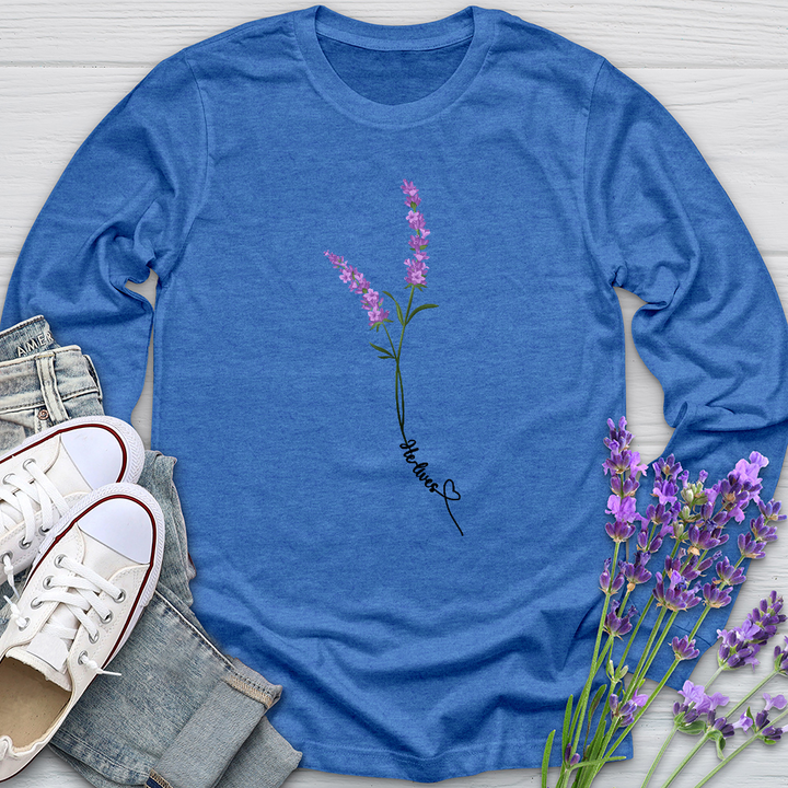 He Lives Word Art Long Sleeve Tee