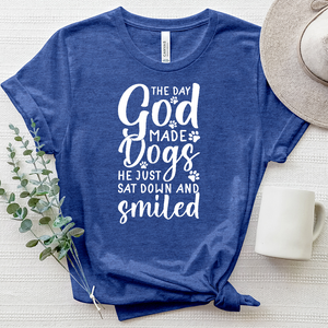 The Day God Made Dogs Paw Print Heathered Tee