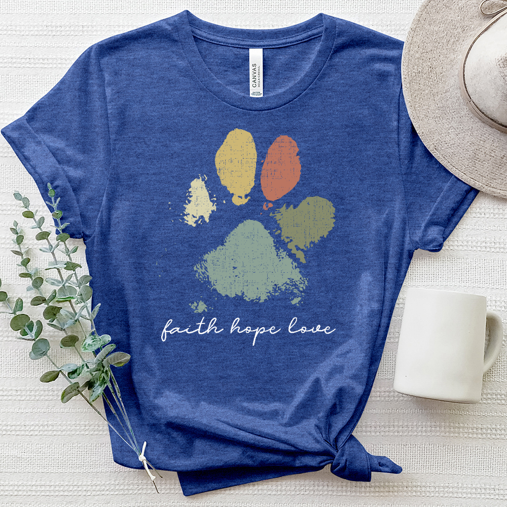 Faded Rainbow Paw Print Heathered Tee