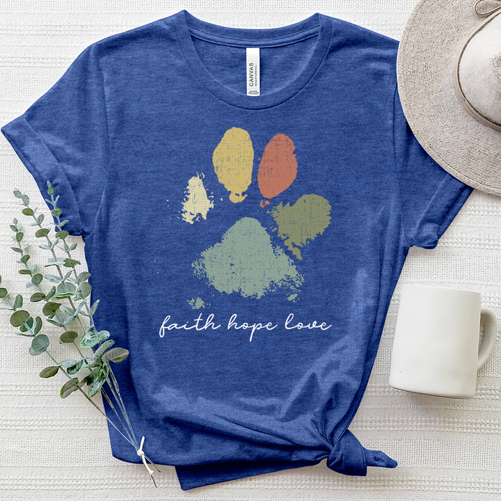 Faded Rainbow Paw Print Heathered Tee