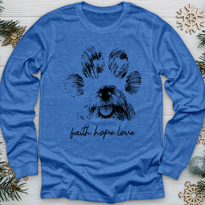 Faith Paw Print Face Long Sleeve Tee