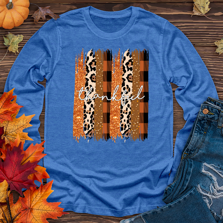Thankful Watercolor Stripes    Long Sleeve Tee