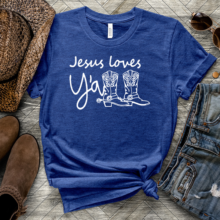 Jesus Loves Y'all Boots Heathered Tee
